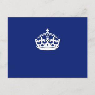 Keep Calm Crown on Navy Blue Colour Postcard