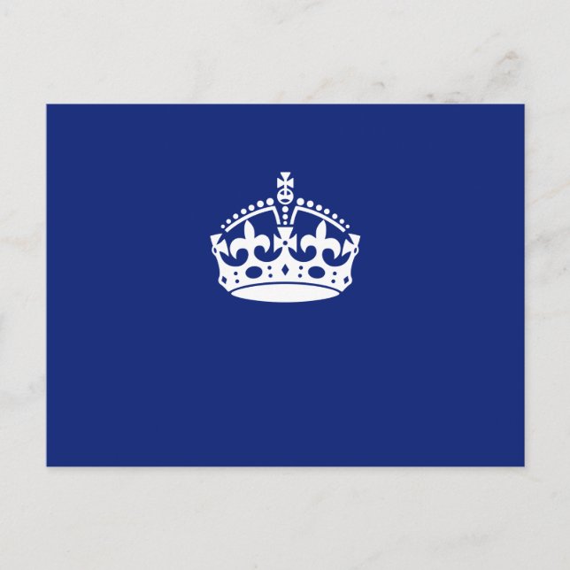 Keep Calm Crown on Navy Blue Colour Postcard (Front)