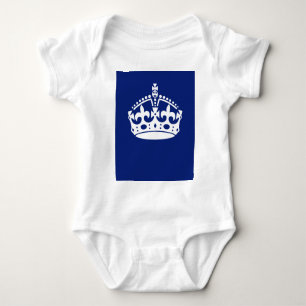 Keep Calm Crown on Navy Blue Decor Baby Bodysuit