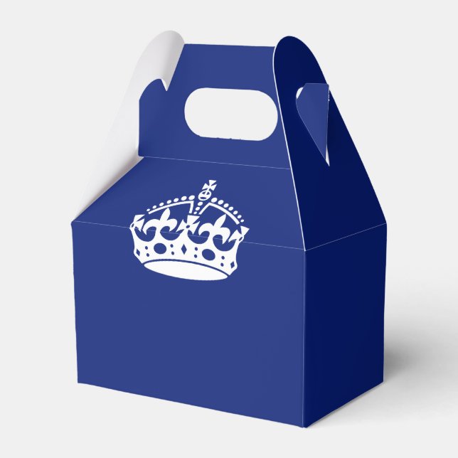 Keep Calm Crown on Navy Blue Decor Favour Box (Front Side)