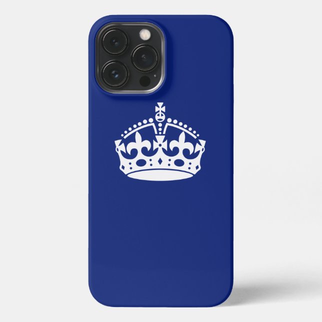 Keep Calm Crown on Navy Blue iPhone Case (Back)