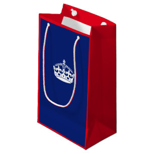 Keep Calm Crown on Navy Blue Small Gift Bag