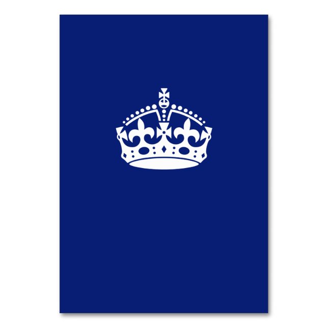 Keep Calm Crown on Navy Blue Table Number (Front)