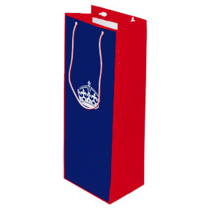 Keep Calm Crown on Navy Blue Wine Gift Bag