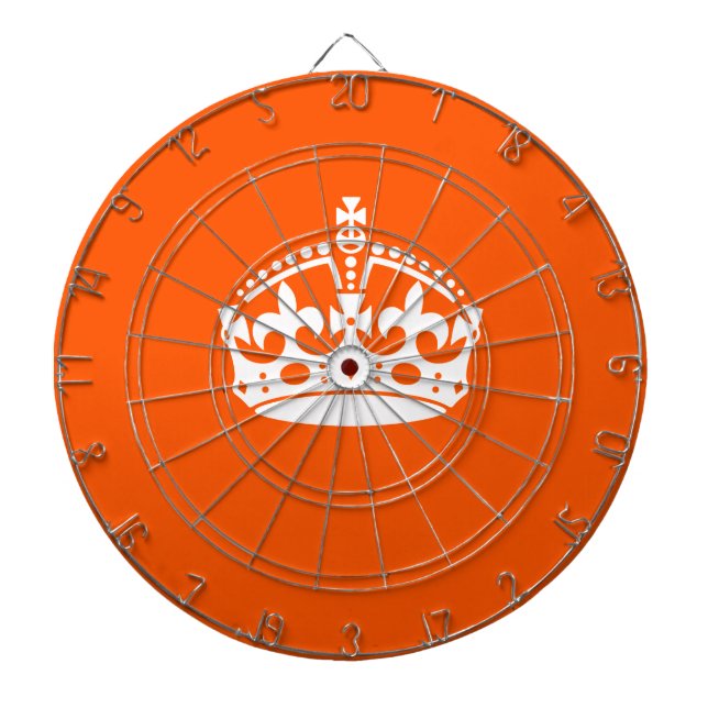 KEEP CALM CROWN on Orange Customise it Dartboard (Front)