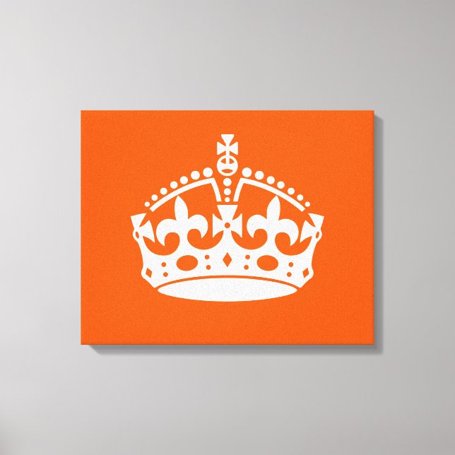 KEEP CALM CROWN on Orange Customise This Canvas Print (Front)