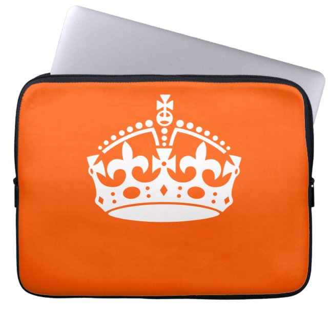 KEEP CALM CROWN on Orange Customise This! Laptop Sleeve (Front)