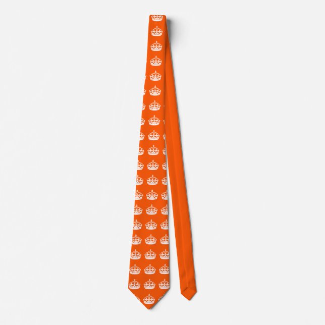 KEEP CALM CROWN on Orange Customise This! Tie (Front)