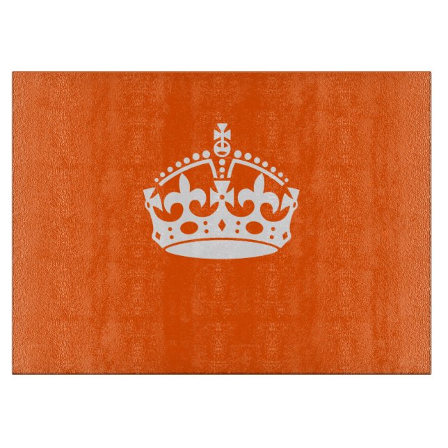 KEEP CALM CROWN on Orange Customize it Cutting Board (Front)