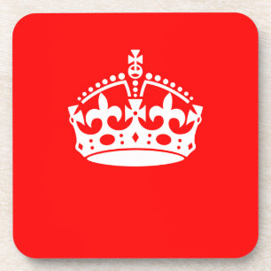 KEEP CALM CROWN on Red Decor Coaster