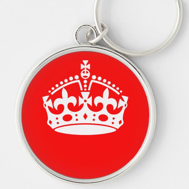 KEEP CALM CROWN on Red Decor Key Ring (Front)