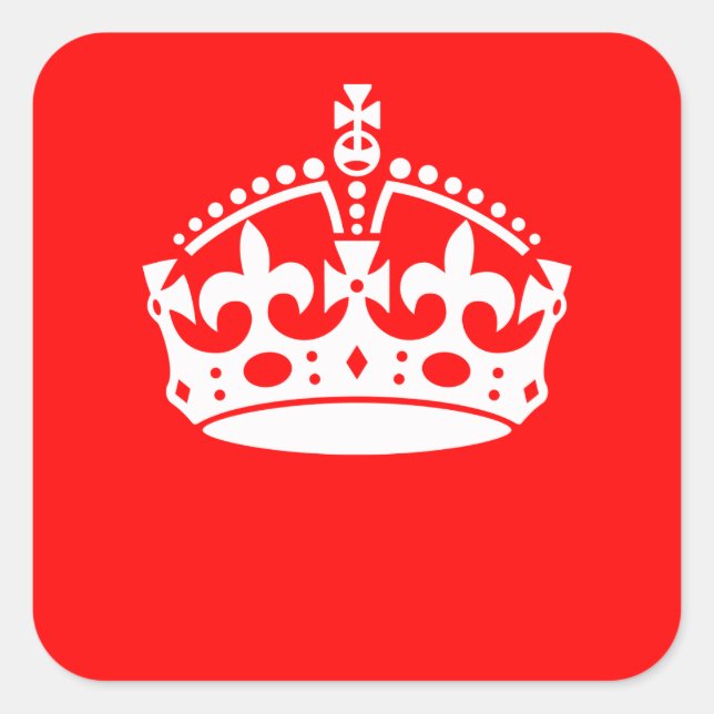 KEEP CALM CROWN on Red Decor Square Sticker (Front)