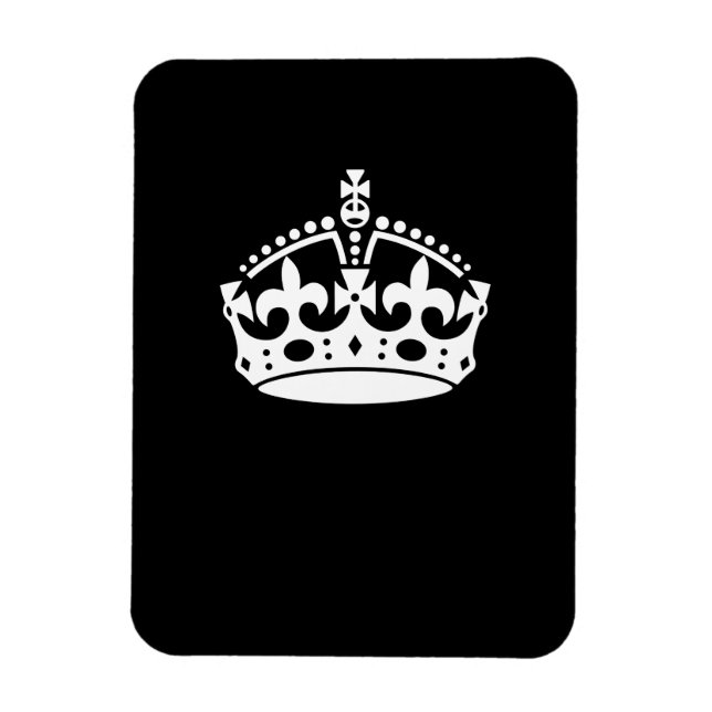 Keep Calm Crown on Solid Black Magnet (Vertical)