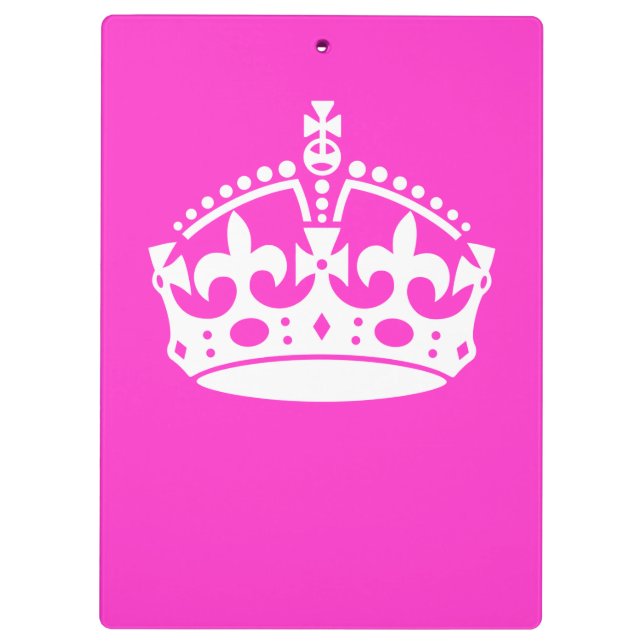 KEEP CALM CROWN Royal Icon on Pink Customise it Clipboard (Back)