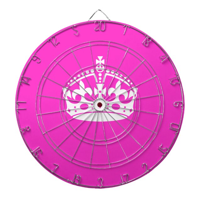 KEEP CALM CROWN Royal Icon on Pink Customise it Dartboard (Front)
