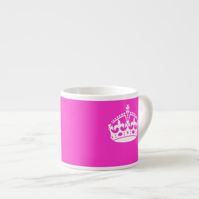 KEEP CALM CROWN Royal Icon on Pink Customise it Espresso Cup (Front Right)