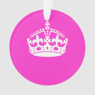 KEEP CALM CROWN Royal Icon on Pink Customise it Ornament