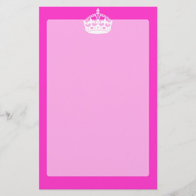 KEEP CALM CROWN Royal Icon on Pink Customise it Stationery (Front)
