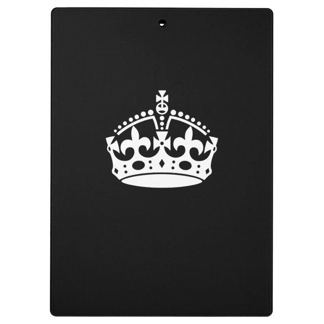 KEEP CALM CROWN Symbol on Black Clipboard (Back)
