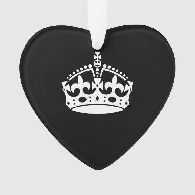 KEEP CALM CROWN Symbol on Black Ornament (Front)