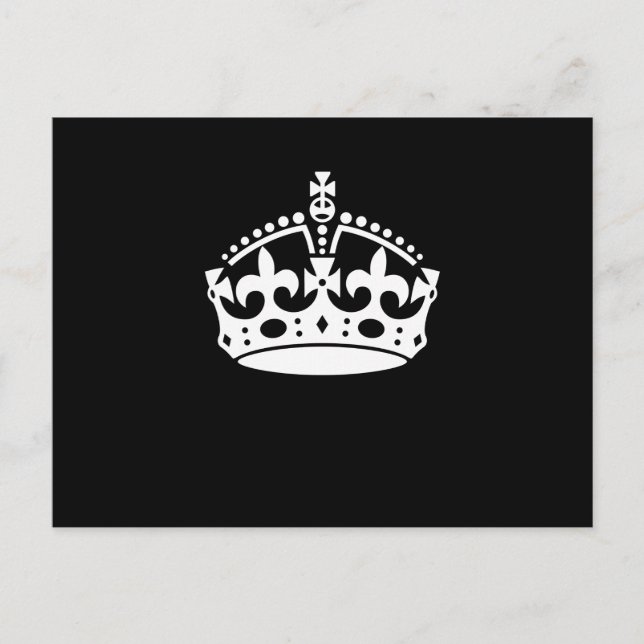 KEEP CALM CROWN Symbol on Black Postcard (Front)