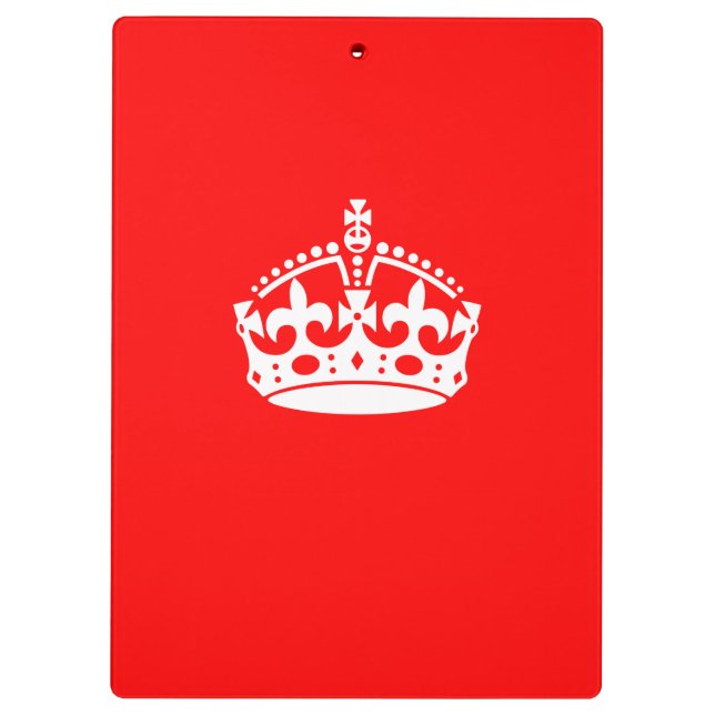 KEEP CALM CROWN Symbol on Fire Red Customise it Clipboard (Back)