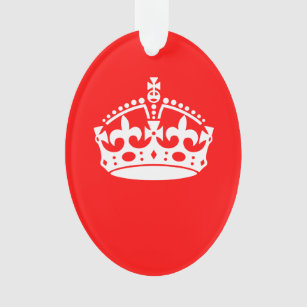 KEEP CALM CROWN Symbol on Fire Red Customise it Ornament
