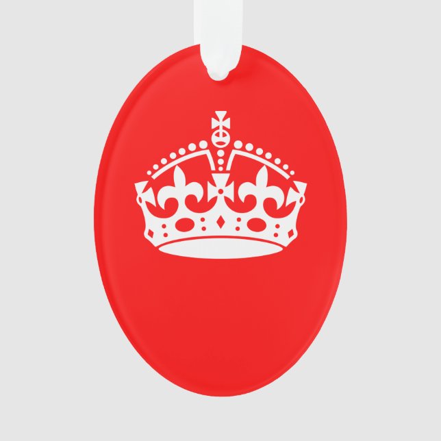 KEEP CALM CROWN Symbol on Fire Red Customise it Ornament (Front)