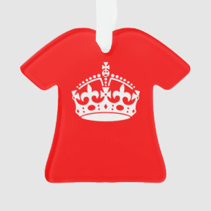 KEEP CALM CROWN Symbol on Fire Red Customise it Ornament