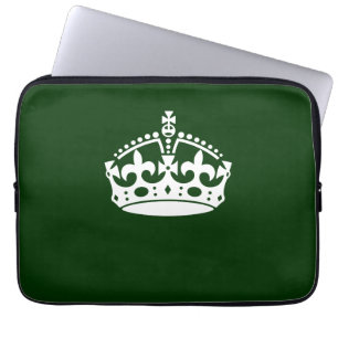 Keep Calm Crown Symbol on Forest Green Laptop Sleeve