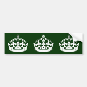 KEEP CALM CROWN Symbol on Green Decor Bumper Sticker