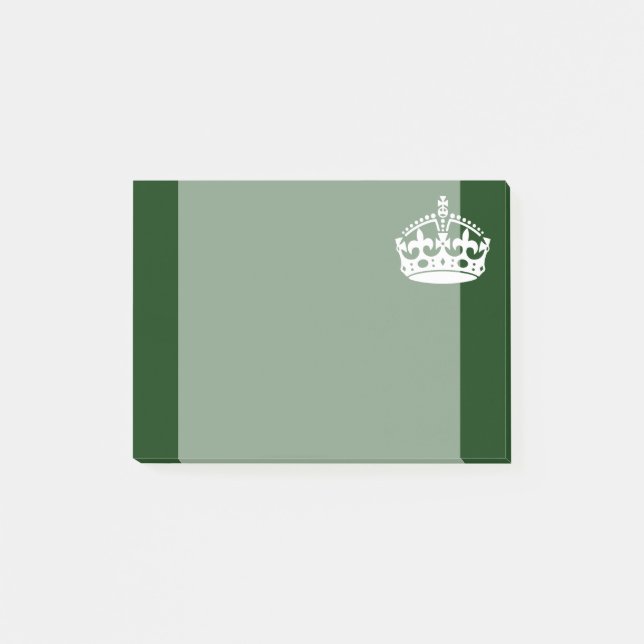 KEEP CALM CROWN Symbol on Green Decor Post-it Notes (Front)