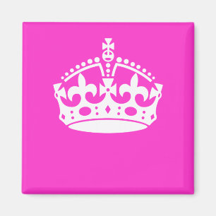 KEEP CALM CROWN Symbol on Hot Pink Decor Magnet