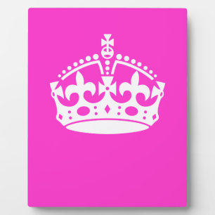 KEEP CALM CROWN Symbol on Hot Pink Decor Plaque