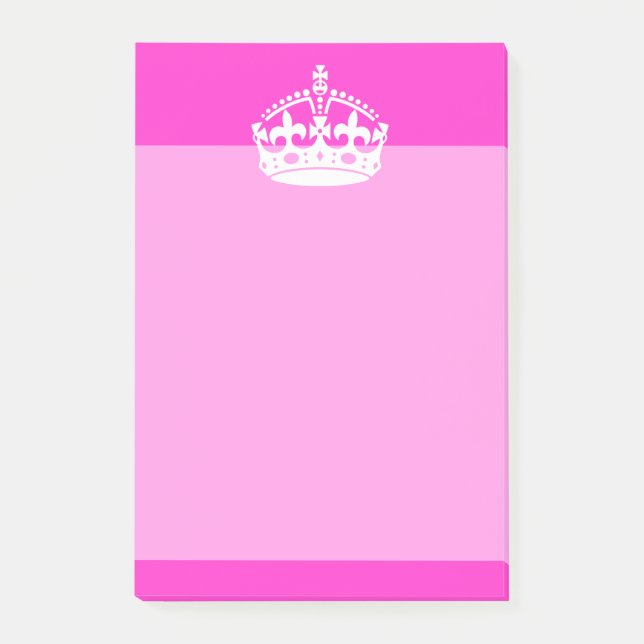 KEEP CALM CROWN Symbol on Hot Pink Decor Post-it Notes (Front)