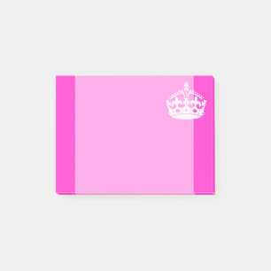 KEEP CALM CROWN Symbol on Hot Pink Decor Post-it Notes