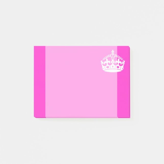 KEEP CALM CROWN Symbol on Hot Pink Decor Post-it Notes (Front)