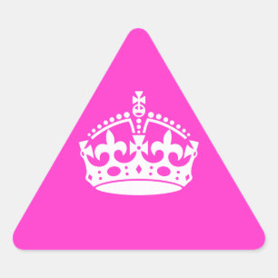 KEEP CALM CROWN Symbol on Hot Pink Decor Triangle Sticker