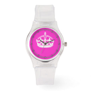 KEEP CALM CROWN Symbol on Hot Pink Decor Watch