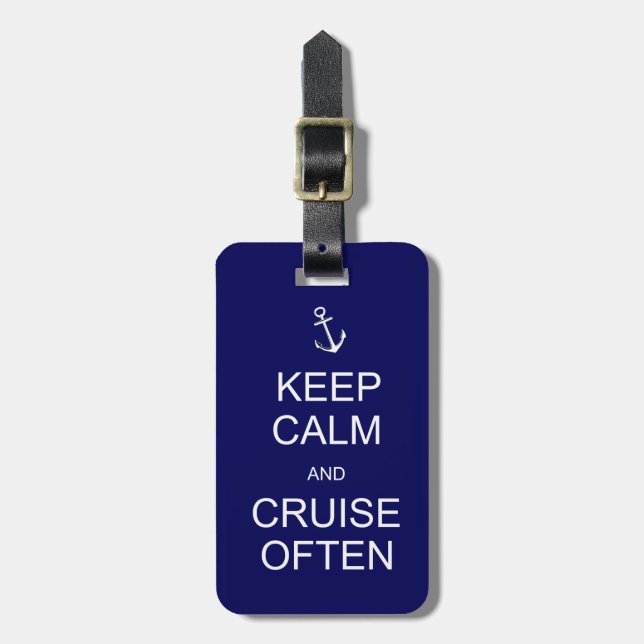 Keep Calm & Cruise Often, customised luggage tag (Front Vertical)