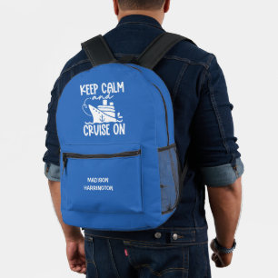 Keep Calm & Cruise On Custom Name & Colour Printed Backpack