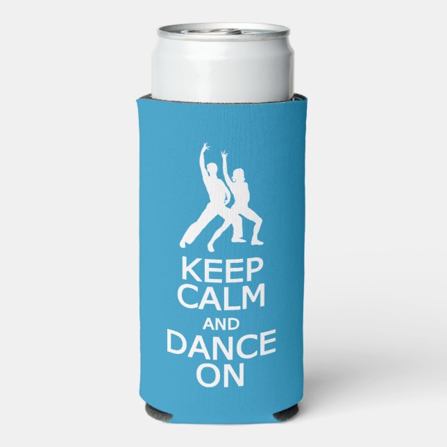 Keep Calm & Dance On Custom Name & Colour Seltzer Can Cooler (Seltzer Back)