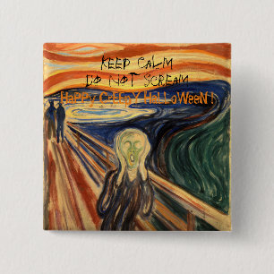 Keep Calm Don't Scream HaPPy CrEEpY HaLLoWeeN 15 Cm Square Badge