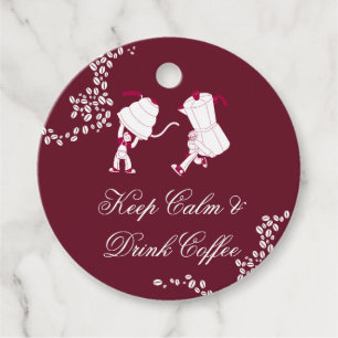 Keep Calm Drink Coffee Burgundy Gift Tag