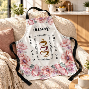 Keep Calm Drink On Personalised Coffee Barista Apron