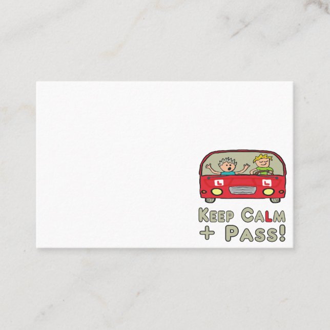 Keep Calm Driving Test Business Card (Front)