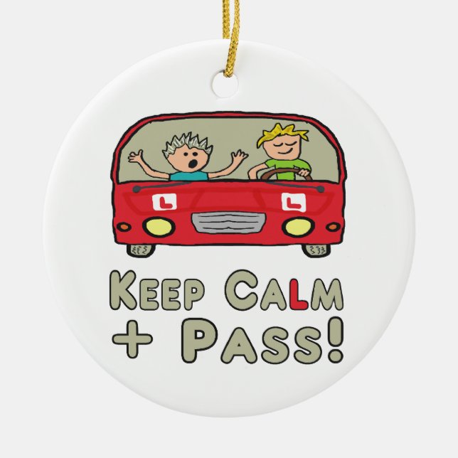 Keep Calm Driving Test Ceramic Tree Decoration (Front)