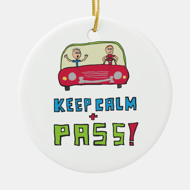 Keep Calm Driving Test Ceramic Tree Decoration (Front)