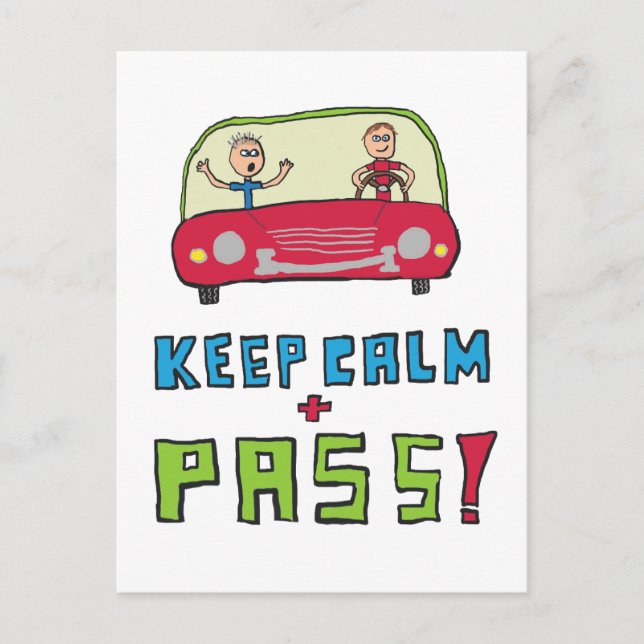 Keep Calm Driving Test Postcard (Front)