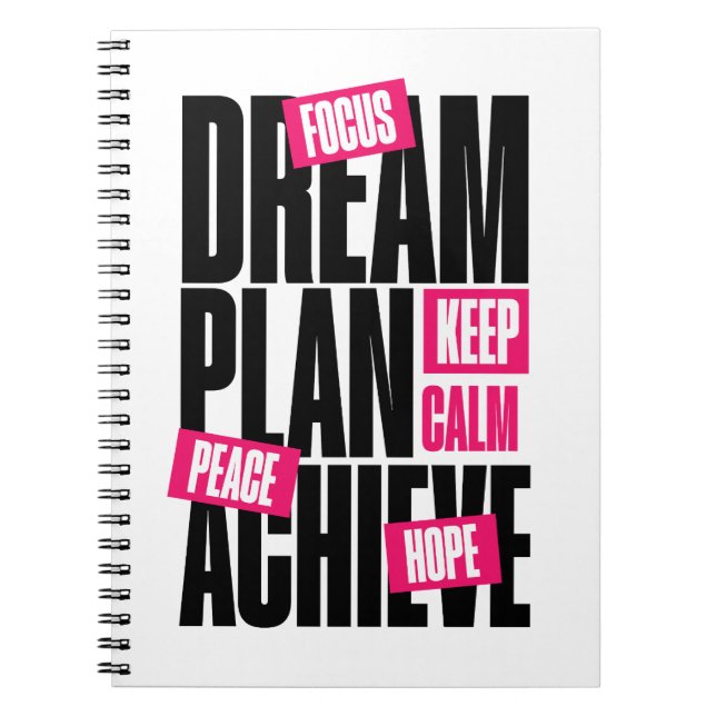 Keep Calm Focus Hope Peace Motivational Notebook (Front)